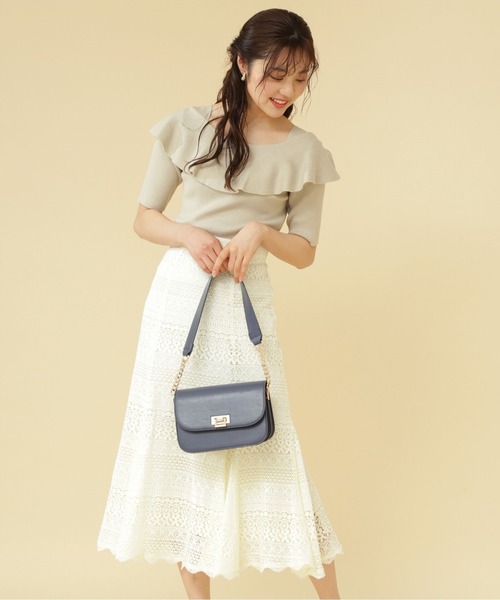 PROPORTION BODY DRESSING（プロポーションボディドレッシング）の「【美人百花5月号掲載 宇垣美里さん着用商品】ボーダーレースマーメイドスカート / 1212120405（スカート・レディース・パープル/イエロー/ホワイト系その他/ブルー・SMALL/MEDIUM）」の4枚目の写真