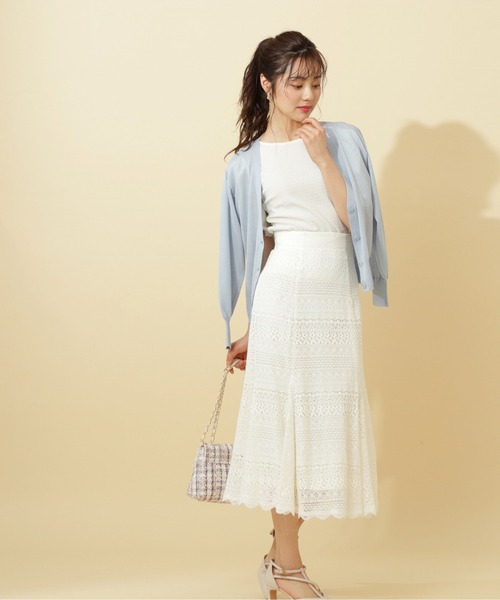 大人の魅力溢れるスリット♡ボーダー【CHANEL】スカート ◇幾何柄ジャガードプリーツスカート（0774227100