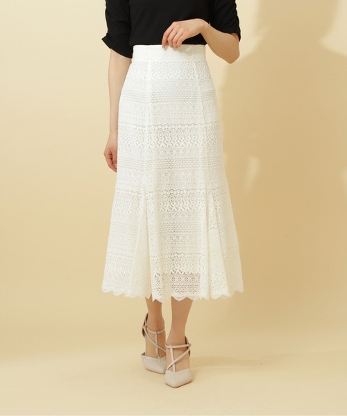 大人の魅力溢れるスリット♡ボーダー【CHANEL】スカート ◇幾何柄ジャガードプリーツスカート（0774227100