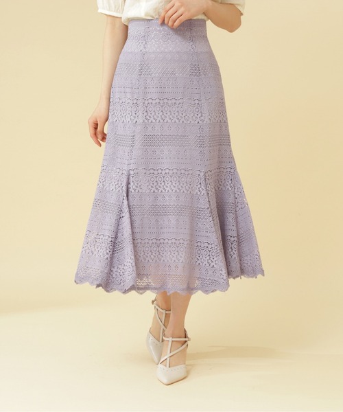 PROPORTION BODY DRESSING（プロポーションボディドレッシング）の「【美人百花5月号掲載 宇垣美里さん着用商品】ボーダーレースマーメイドスカート / 1212120405（スカート・レディース・パープル/イエロー/ホワイト系その他/ブルー・SMALL/MEDIUM）」の9枚目の写真