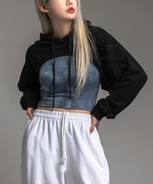 クロップドボレロフードTシャツカットソー