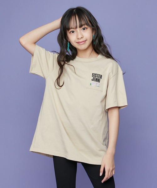 SISTER JENNI（SISTER JENNI）の「刺しゅうポケットBIGTシャツ（Tシャツ/カットソー・キッズ・グリーン/オフホワイト/ベージュ・130cm/140cm/150cm/160cm）」の3枚目の写真