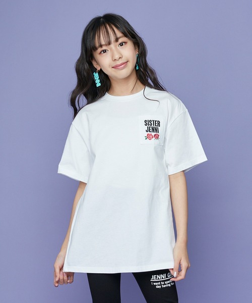 SISTER JENNI（SISTER JENNI）の「刺しゅうポケットBIGTシャツ（Tシャツ/カットソー・キッズ・グリーン/オフホワイト/ベージュ・130cm/140cm/150cm/160cm）」の2枚目の写真