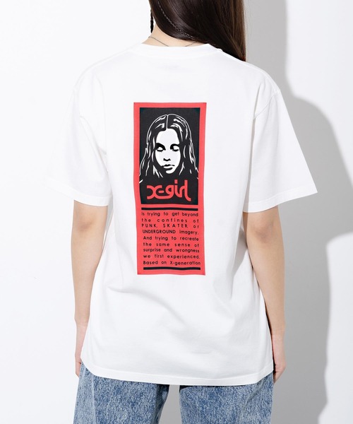 tシャツ Wフェイスカットソー レディース X-girl（エックスガール）の「WORDS FACE S/S TEE/ワーズ
