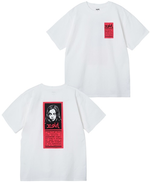 tシャツ Wフェイスカットソー レディース X-girl（エックスガール）の「FACE S/S TEE/フェイス Tシャツ（T