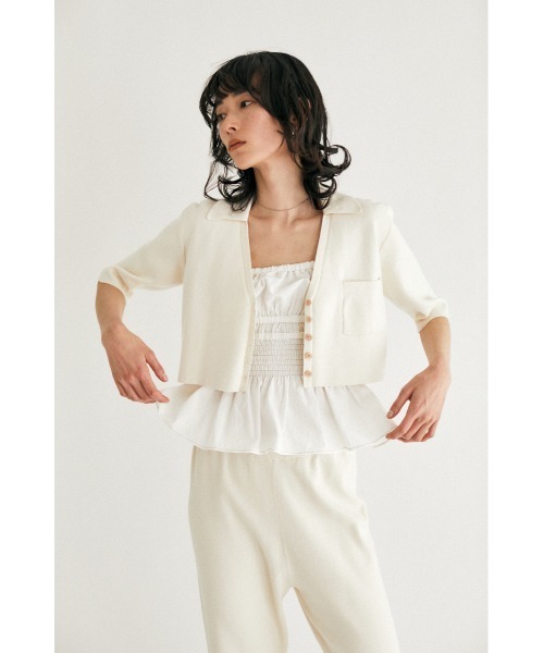M_(エムアンダーバー)の「【M_】SHORT KNIT シャツ(ニット/セーター・レディース・ベージュ/アイボリー/ブラック・FREE)」の2枚目の写真