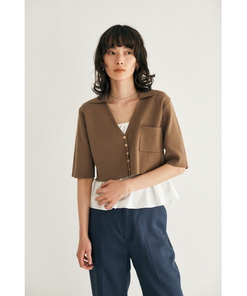 M_(エムアンダーバー)の「【M_】SHORT KNIT シャツ(ニット/セーター・レディース・ベージュ/アイボリー/ブラック・FREE)」の4枚目の写真