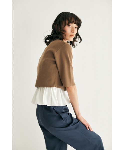 M_(エムアンダーバー)の「【M_】SHORT KNIT シャツ(ニット/セーター・レディース・ベージュ/アイボリー/ブラック・FREE)」の6枚目の写真