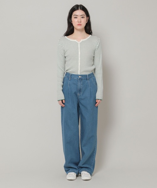 ALAND(エーランド)の「3.3Field Trip/ONE TUCKデニムパンツ 2285616(デニムパンツ・レディース・インディゴブルー/ライトブルー・FREE)」の4枚目の写真