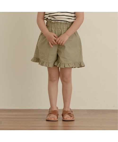 Lycee mine（リセマイン）の「アソートガールズショートパンツ（スウェットパンツ・キッズ・ライトベージュ/ライラック/アイボリー/ライトピンク/マスタード/ラベンダー/ブラック/カーキ/サーモンピンク・130cm/110cm/140cm/120cm/100cm）」の5枚目の写真