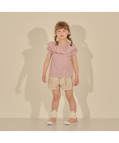 Lycee mine（リセマイン）の「アソートガールズショートパンツ（スウェットパンツ・キッズ・ライトベージュ/ライラック/アイボリー/ライトピンク/マスタード/ラベンダー/ブラック/カーキ/サーモンピンク・130cm/110cm/140cm/120cm/100cm）」の22枚目の写真