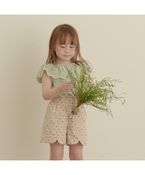 Lycee mine（リセマイン）の「アソートガールズショートパンツ（スウェットパンツ・キッズ・ライトベージュ/ライラック/アイボリー/ライトピンク/マスタード/ラベンダー/ブラック/カーキ/サーモンピンク・130cm/110cm/140cm/120cm/100cm）」の17枚目の写真