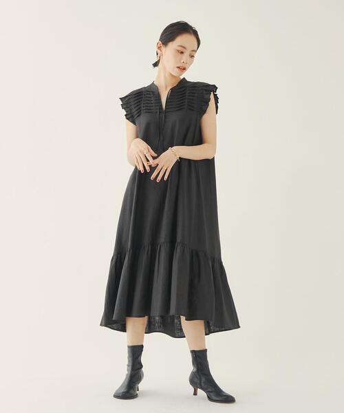 EMMEL REFINES（エメルリファインズ）の「＜EMMEL REFINES（エメル リファインズ）＞EM フロントピンタック ワンピース（ワンピース・レディース・ブラック/ベージュ・FREE）」の10枚目の写真