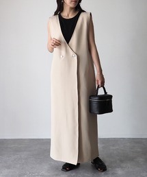 2WAYダブルボタンロングジレ/ジャンパースカート