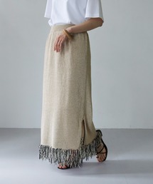vingtrois | 【vingtrois】リネン混テープヤーン配色フリンジ2WAYスカート(スカート)