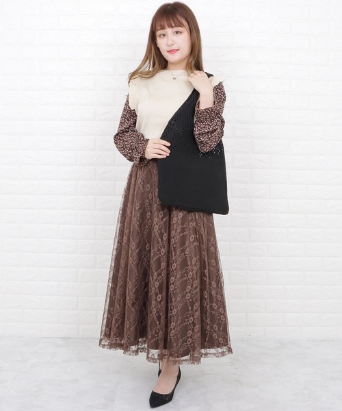 Lace Ladies(レースレディース)の「大容量 透かし編みニットトートバッグ(ショルダーバッグ・レディース・ブラック/ベージュ/ブラウン/グレー・FREE)」の6枚目の写真