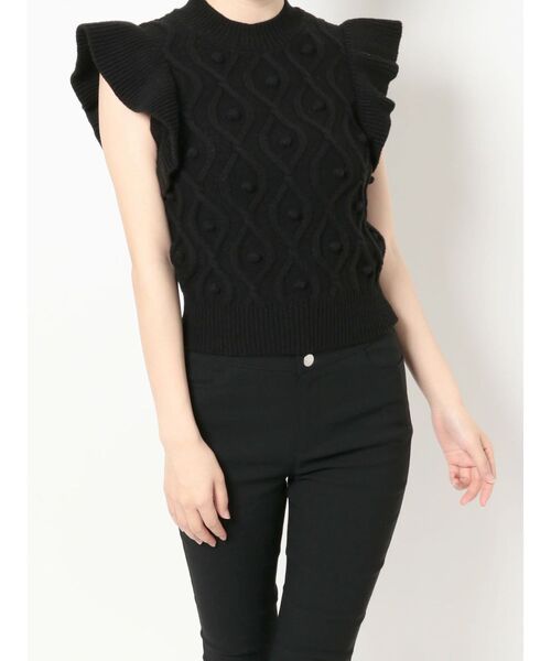 RESEXXY(リゼクシー)の「ラッフルケーブルニットトップス(ニット/セーター・レディース・アイボリー/ブラック/マスタード/グリーン・FREE)」の20枚目の写真