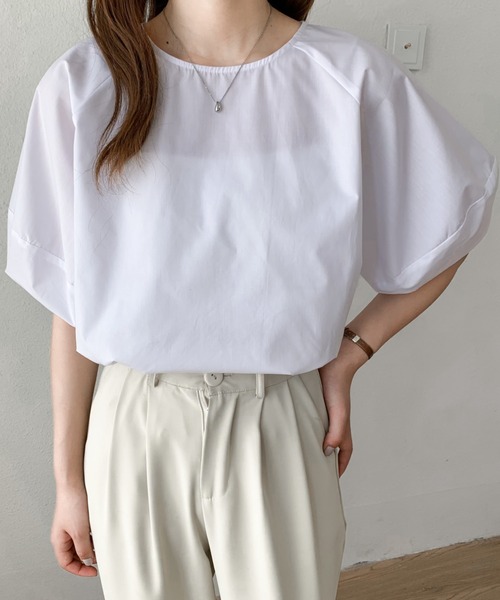 Diosfront（ディオスフロント）の「バルーンスリーブブラウス（シャツ/ブラウス・レディース・ブラック系/ブラック/ホワイト/グリーン/ライトブルー・FREE）」の6枚目の写真