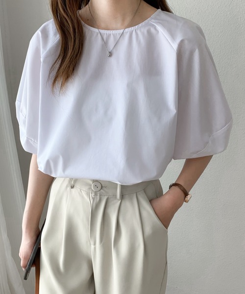 Diosfront（ディオスフロント）の「バルーンスリーブブラウス（シャツ/ブラウス・レディース・ブラック系/ブラック/ホワイト/グリーン/ライトブルー・FREE）」の9枚目の写真