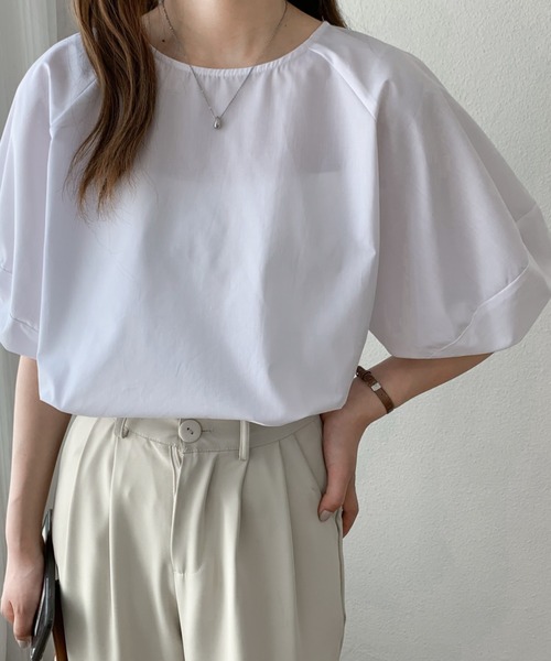 Diosfront（ディオスフロント）の「バルーンスリーブブラウス（シャツ/ブラウス・レディース・ブラック系/ブラック/ホワイト/グリーン/ライトブルー・FREE）」の10枚目の写真