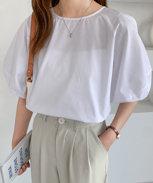 Diosfront（ディオスフロント）の「バルーンスリーブブラウス（シャツ/ブラウス・レディース・ブラック系/ブラック/ホワイト/グリーン/ライトブルー・FREE）」の13枚目の写真