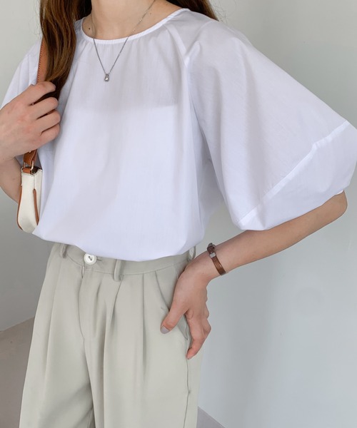 Diosfront（ディオスフロント）の「バルーンスリーブブラウス（シャツ/ブラウス・レディース・ブラック系/ブラック/ホワイト/グリーン/ライトブルー・FREE）」の14枚目の写真