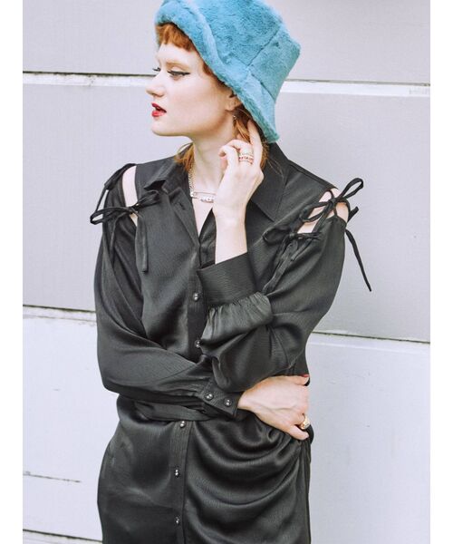 jouetie（ジュエティ）の「カラーファーハット（ハット・レディース・ブラック/レッド/ブルー/アイボリー・FREE）」の9枚目の写真