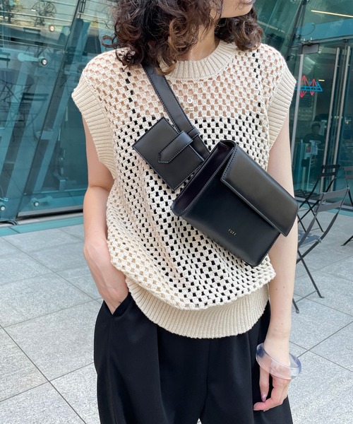 mystic（ミスティック）の「スクエアメッシュニットベスト（ベスト・レディース・ブラック/ベージュ/オフホワイト・FREE）」の6枚目の写真