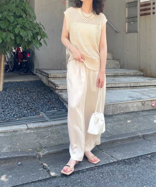 mystic（ミスティック）の「スクエアメッシュニットベスト（ベスト・レディース・ブラック/ベージュ/オフホワイト・FREE）」の5枚目の写真