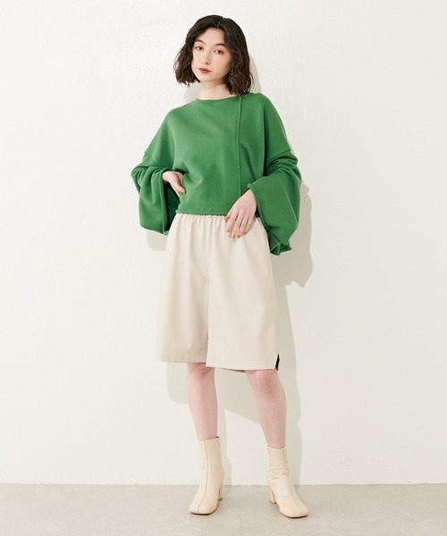 Lui's（ルイス）の「エコレザーハーフパンツ(セットアップ対応)（その他パンツ・レディース・ライトベージュ/ブラック・FREE）」の9枚目の写真