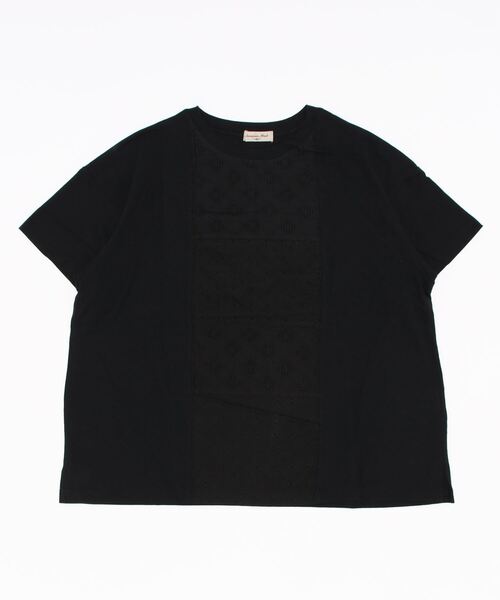 Samansa Mos2（サマンサ モスモス）の「レースパッチワーク半袖カットソー（Tシャツ/カットソー・レディース・ブラック/ブラウン/オフホワイト/グリーン・ﾌﾘ-）」の3枚目の写真