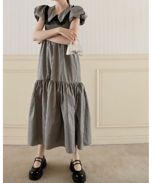 epine（エピヌ）の「lace collar gather tiered onepiece（ワンピース・レディース・ホワイト/ブラック/ブラック系その他・S/M）」の13枚目の写真