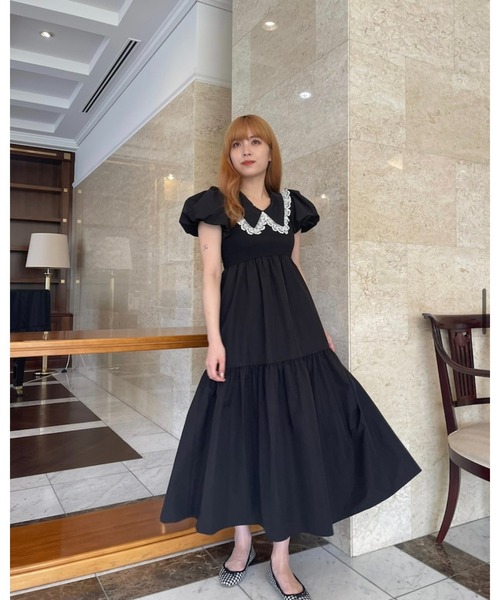 epine（エピヌ）の「lace collar gather tiered onepiece
