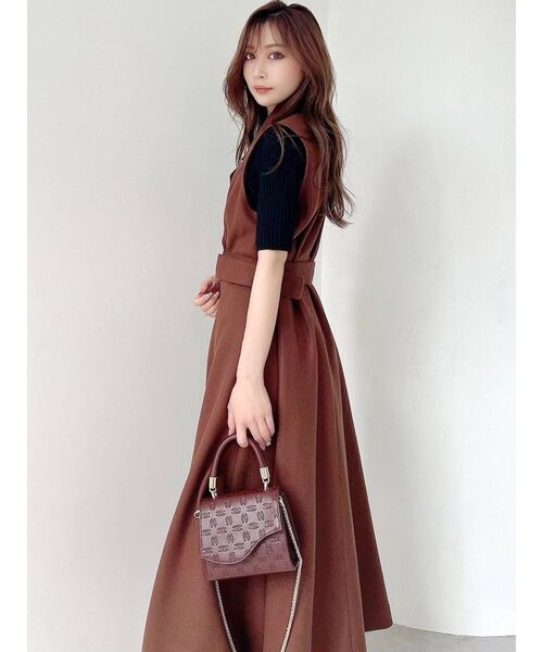 RESEXXY（リゼクシー）の「ビッグカラーロングベスト（トレンチコート・レディース・ブラック/ブラウン/グリーン・FREE）」の8枚目の写真