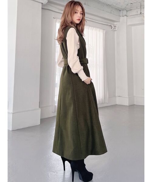 RESEXXY（リゼクシー）の「ビッグカラーロングベスト（トレンチコート・レディース・ブラック/ブラウン/グリーン・FREE）」の20枚目の写真