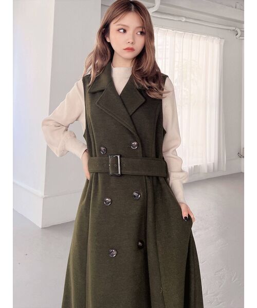 RESEXXY（リゼクシー）の「ビッグカラーロングベスト（トレンチコート・レディース・ブラック/ブラウン/グリーン・FREE）」の21枚目の写真