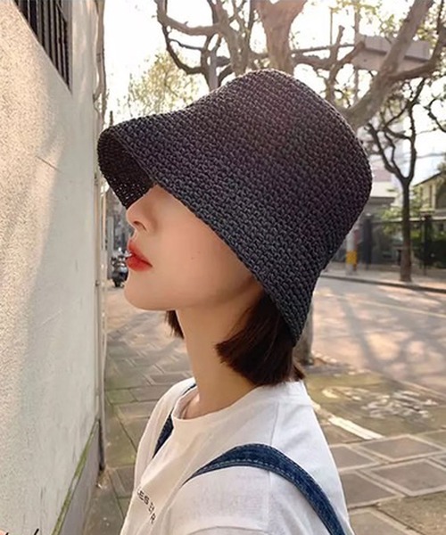 ammy.(エイミードット)の「【 ammy. / エイミードット 】 麦わら ペーパーハット ベルハット(ハット・レディース・ブラック/ベージュ/アイボリー・FREE)」の5枚目の写真