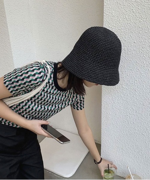 ammy.(エイミードット)の「【 ammy. / エイミードット 】 麦わら ペーパーハット ベルハット(ハット・レディース・ブラック/ベージュ/アイボリー・FREE)」の11枚目の写真