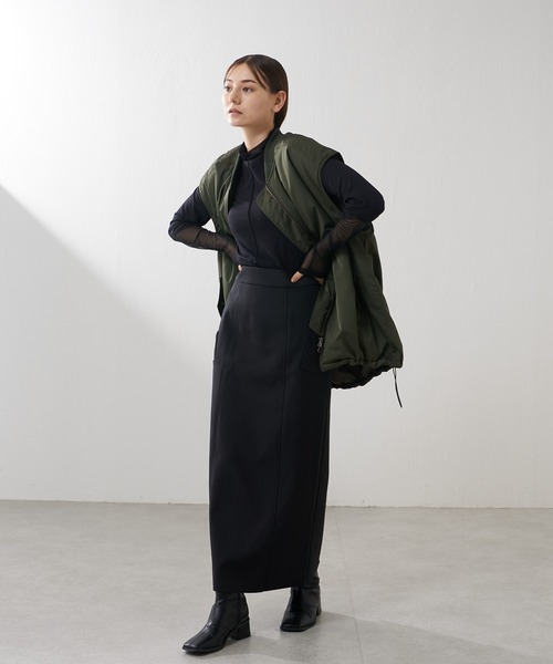 Lui's（ルイス）の「ダブルフェイススカート(セットアップ対応)（スカート・レディース・グレー/ブラック・FREE）」の4枚目の写真