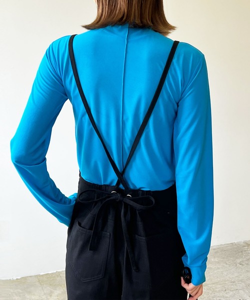 LIAN（リアン）の「シアーハイネックトップス（Tシャツ/カットソー・レディース・ブラウン/ブラック/アイボリー/グリーン/オレンジ/パープル/スカイブルー・FREE）」の6枚目の写真