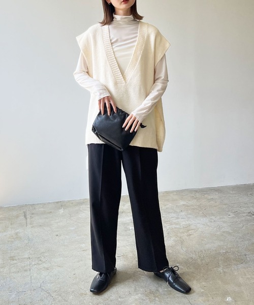 LIAN（リアン）の「シアーハイネックトップス（Tシャツ/カットソー・レディース・ブラウン/ブラック/アイボリー/グリーン/オレンジ/パープル/スカイブルー・FREE）」の17枚目の写真