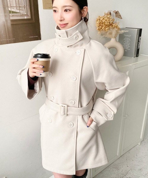 2WAY☆リバーシブルシンプルなウールコート黒レッド新品2つの表情、1つのコート 2WAY☆リバーシブルシンプルなウールコート黒レッド新品2つの