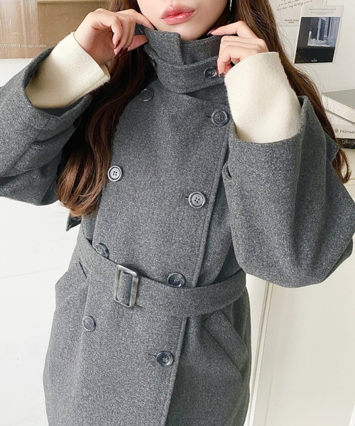 累計販売枚数2万枚突破！】ニットメルトン2WAYアレンジカラーミドル丈