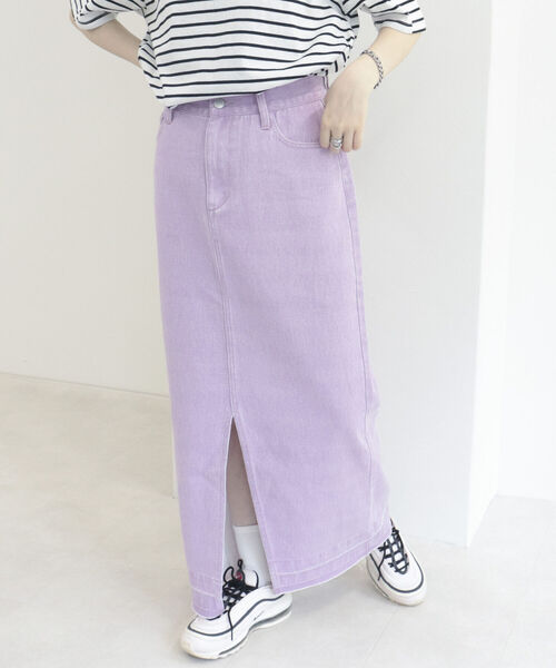 fredy repit（フレディレピ）の「デニムタイトロングスカート（デニムスカート・レディース・ライトパープル/チャコールグレー・36/38）」の6枚目の写真