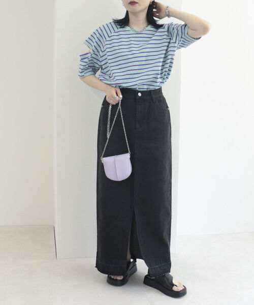 fredy repit（フレディレピ）の「デニムタイトロングスカート（デニムスカート・レディース・ライトパープル/チャコールグレー・36/38）」の7枚目の写真