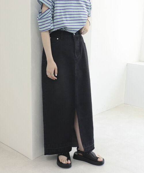 fredy repit（フレディレピ）の「デニムタイトロングスカート（デニムスカート・レディース・ライトパープル/チャコールグレー・36/38）」の12枚目の写真