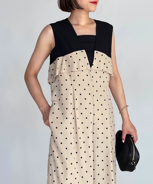 DIARIUM（ディアリウム）の「ドット切替えオールインワン（つなぎ/オールインワン・レディース・ベージュ/ブラック・M）」の20枚目の写真