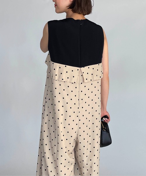 DIARIUM（ディアリウム）の「ドット切替えオールインワン（つなぎ/オールインワン・レディース・ベージュ/ブラック・M）」の19枚目の写真