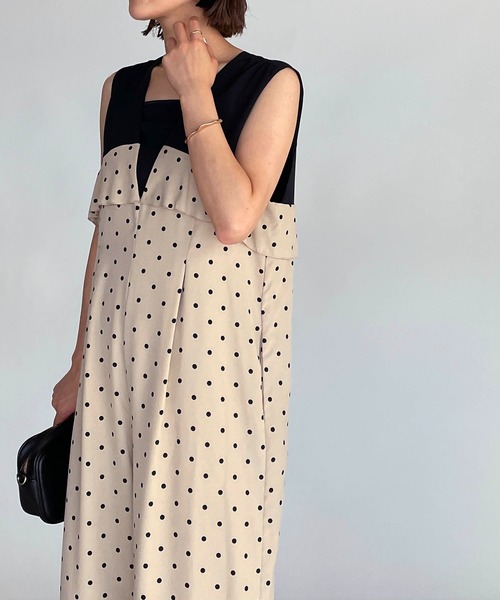 DIARIUM（ディアリウム）の「ドット切替えオールインワン（つなぎ/オールインワン・レディース・ベージュ/ブラック・M）」の18枚目の写真