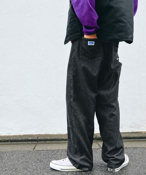 セール】【SPOC STORE】ダブルニーワイドデニムパンツ（デニムパンツ